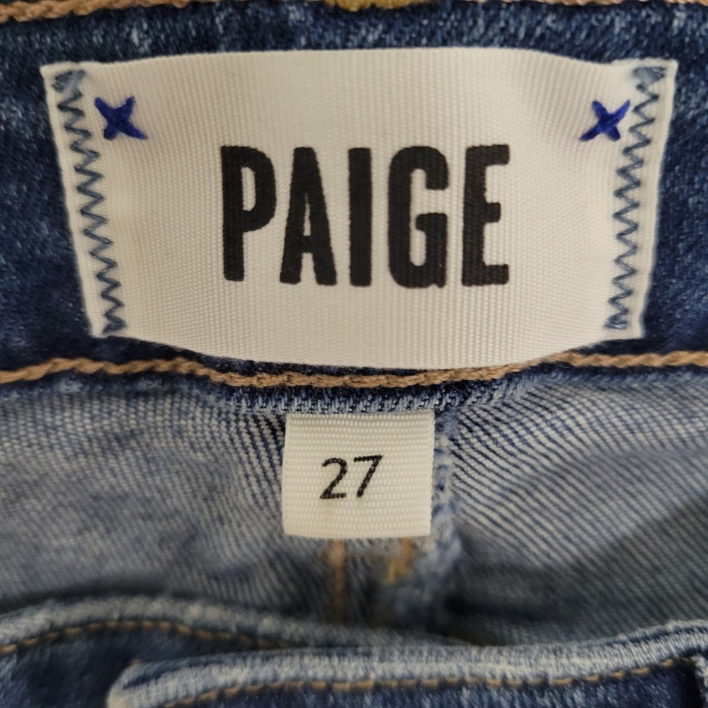 Paige Womens Skinny Distressed Jeans Medium Wash Raw Hem Size 27 - Picture 6 of 12